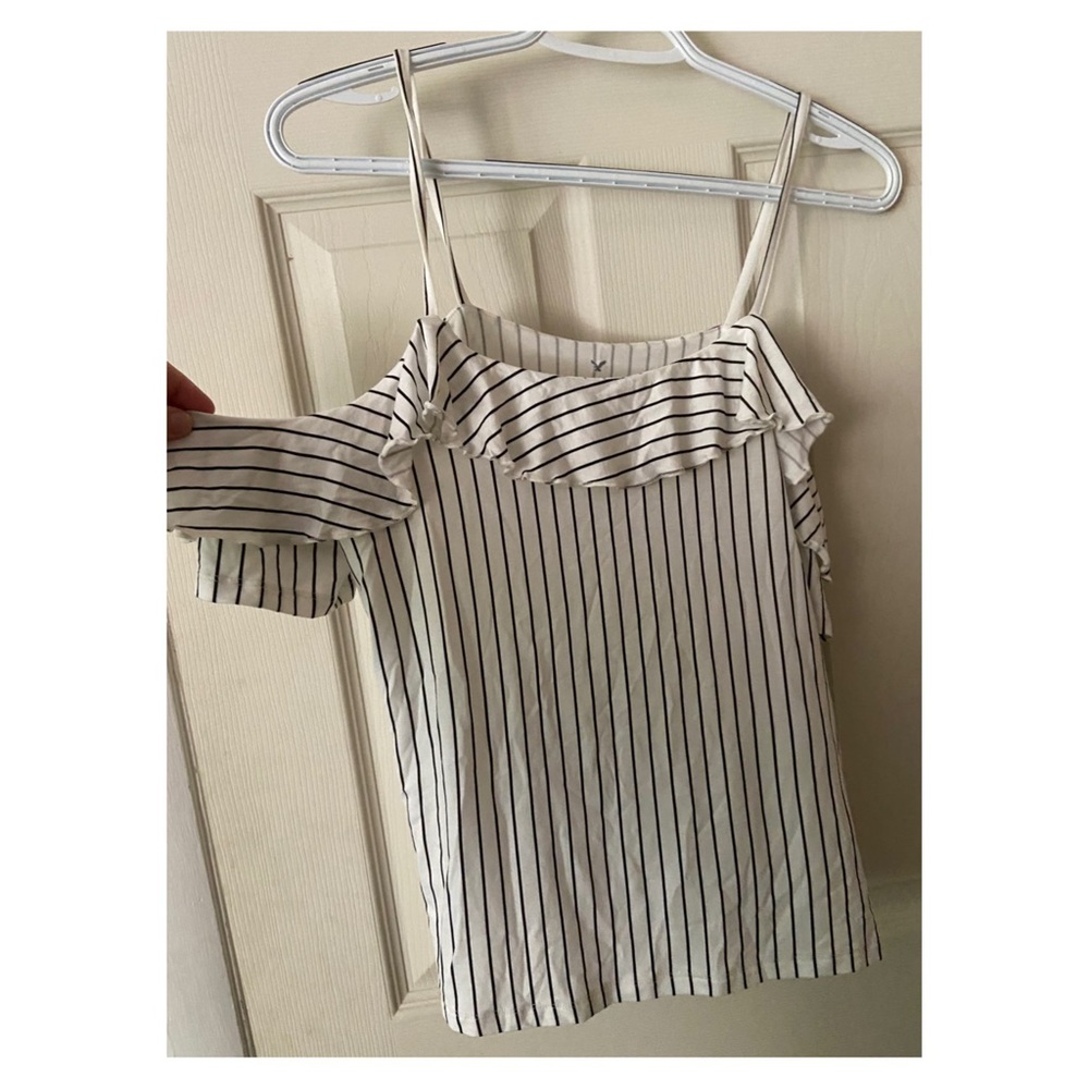 American Eagle striped cold shoulder top